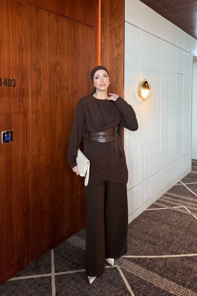 Ahsen Pantolonlu Takım Acı Kahve