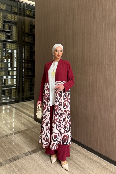 Andaç Pantolonlu Takım Vişne