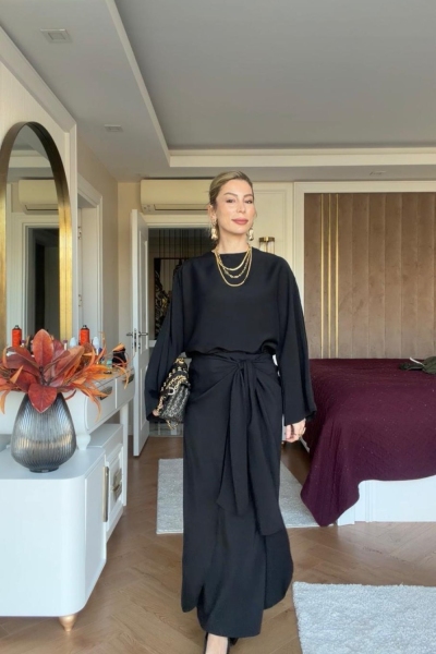 Asiye Etekli Takım Siyah