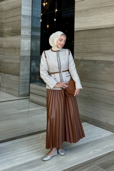 Ayla Etekli Takım Bej