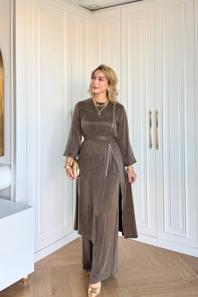Ayşin Pantolonlu Takım Kahverengi