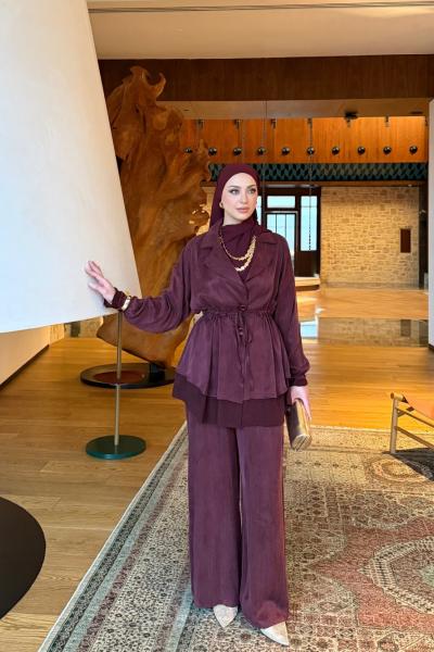 Belinay Pantolon Takım Mürdüm