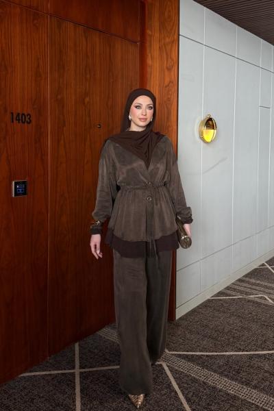 Belinay Pantolon Takım Acı Kahve