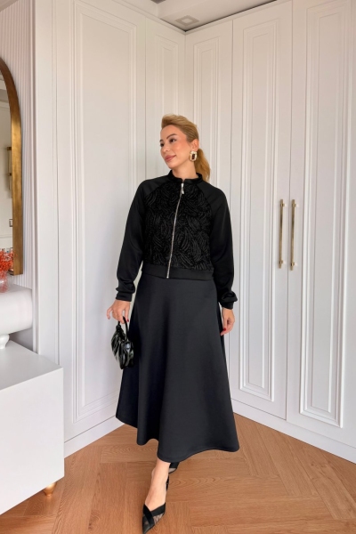 Bengü Etekli Takım Siyah