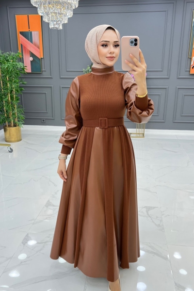Çise elbise kahverengi