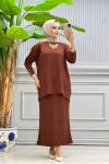 Hazan etekli takım kahverengi
