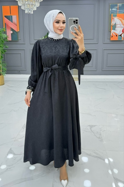 Kehribar elbise siyah