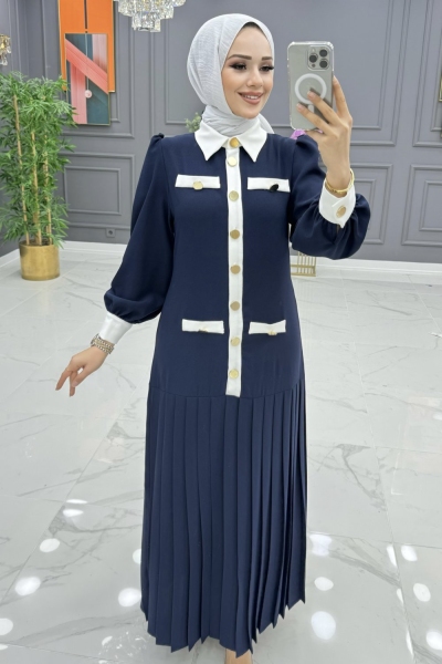 Asena Elbise Lacivert