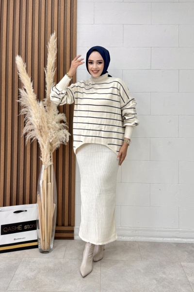 Serra Triko Elbise Beyaz