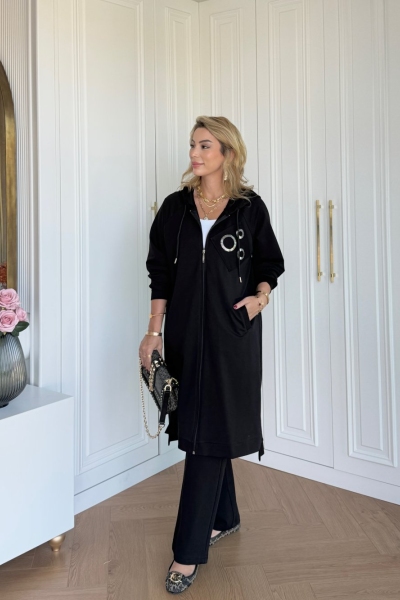 Cemre Pantolonlu Takım Siyah