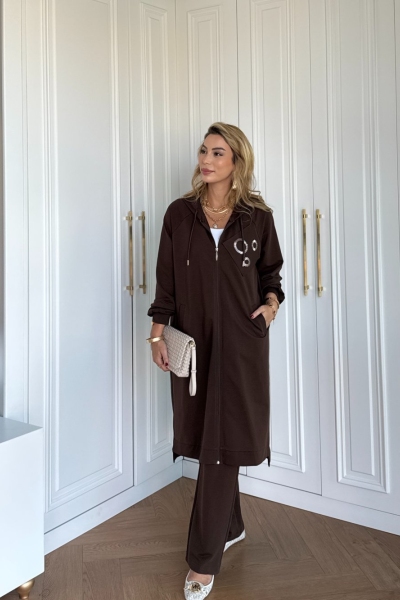 Cemre Pantolonlu Takım Acı Kahve