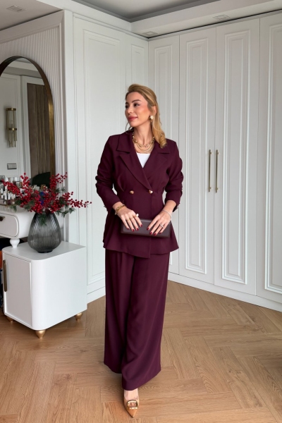 Çimen Pantolon Takım Bordo