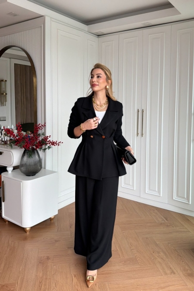 Çimen Pantolon Takım Siyah