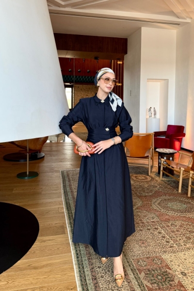 Damla Elbise Lacivert