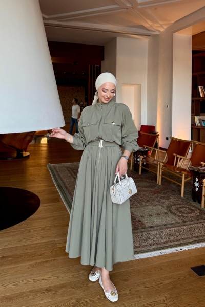 Dilber Trenç Elbise Haki