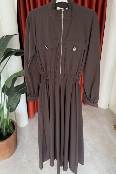 Dilber Trenç Elbise Acı Kahve