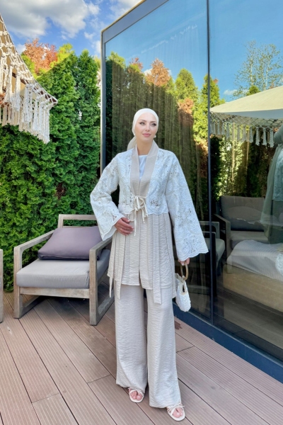 Durulay Pantolonlu Takım Krem