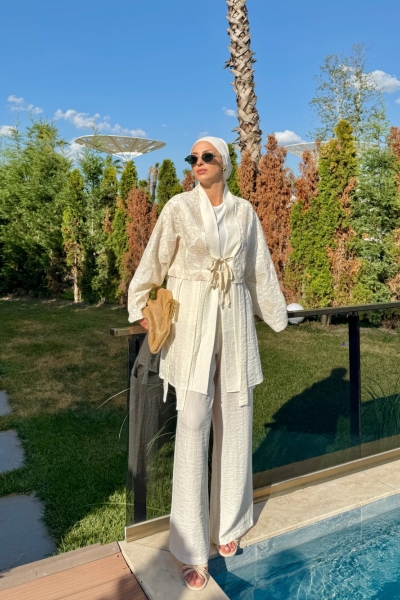 Ege Pantolonlu Takım Ekru