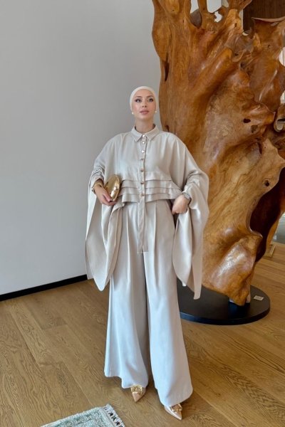 Esra Pantolonlu Takım Krem