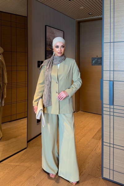 Figen Pantolonlu Takım Yağ Yeşili