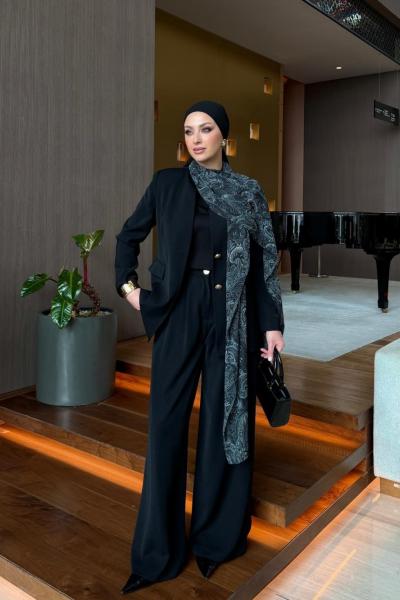 Figen Pantolonlu Takım Siyah