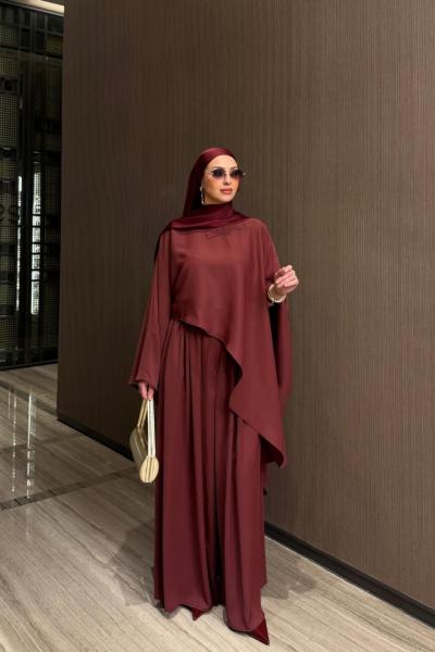 Gamze Pantolon Takım Bordo