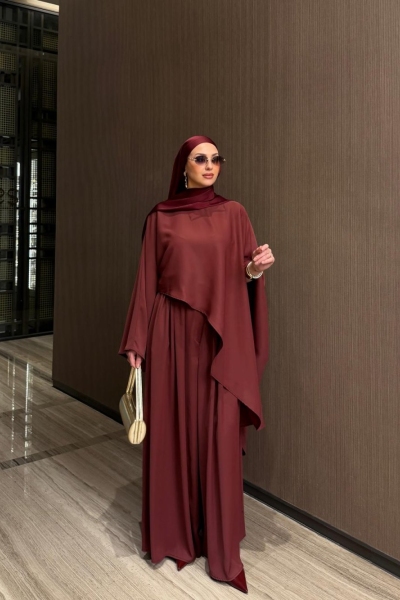 Gamze Pantolon Takım Bordo