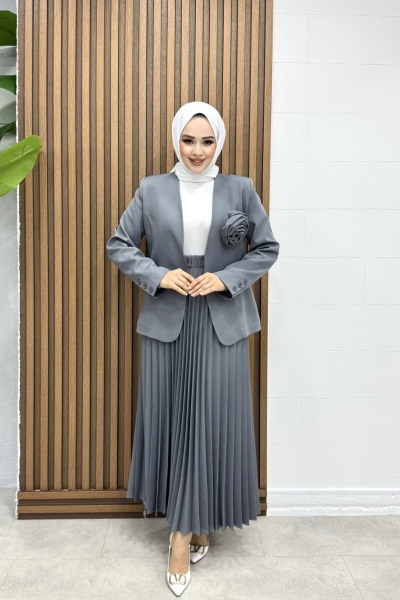 Gözde Etekli Takım Gri