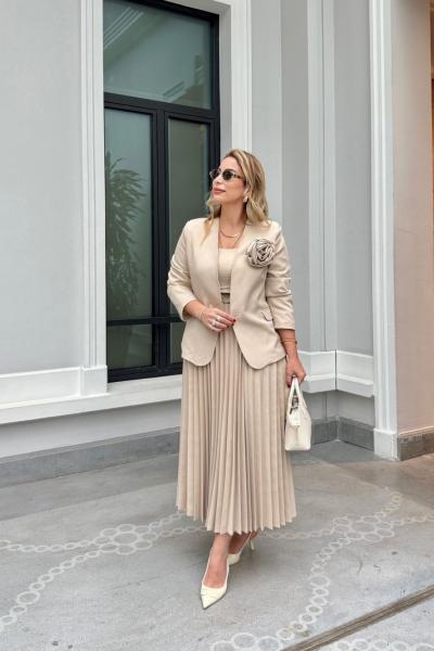 Gözde Etekli Takım Bej