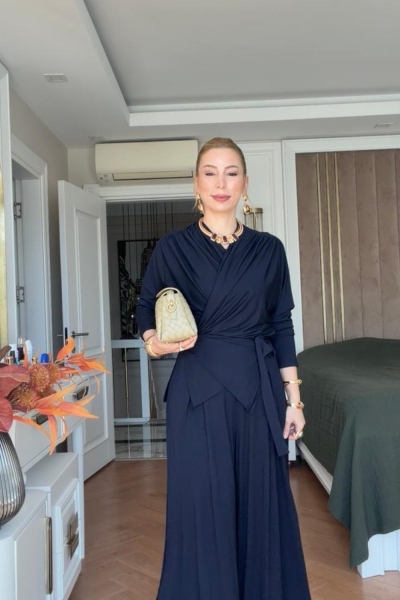 Gülcan Pantolonlu Takım Lacivert