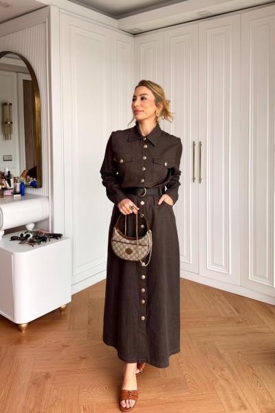 Güneş Elbise Kahverengi