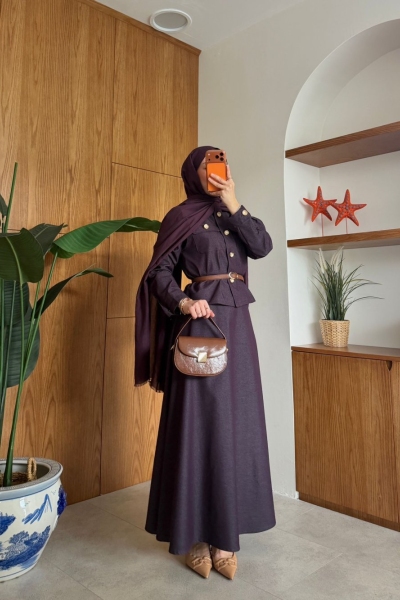 Hale Elbise Takım Mürdüm