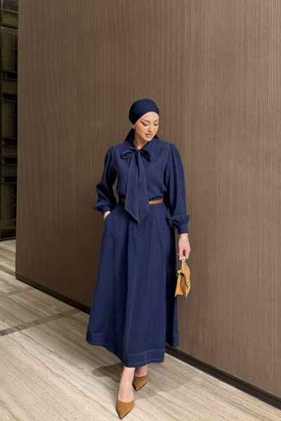 Hasibe Etekli Takım Koyu Mavi