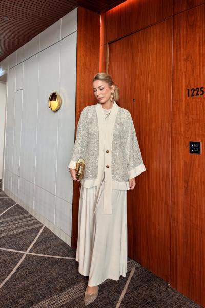 İlayda Pantolonlu Takım Krem