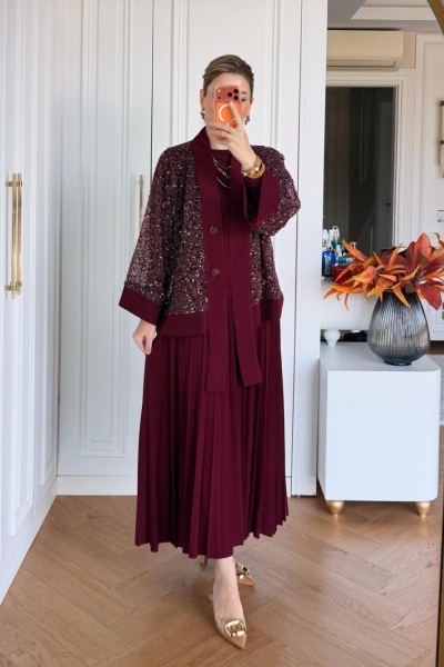 İlayda Pantolonlu Takım Bordo