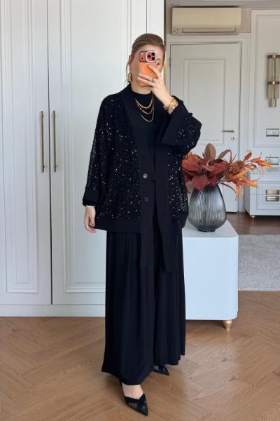 İlayda Pantolonlu Takım Siyah