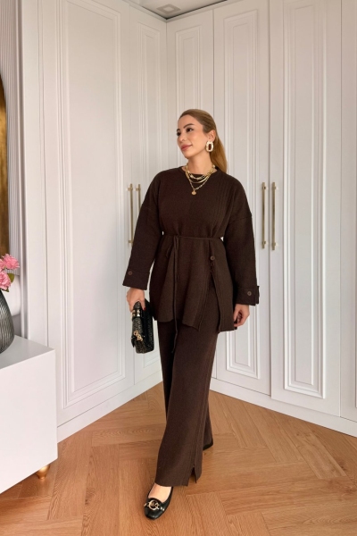 İlkay Pantolonlu Takım Acı Kahve