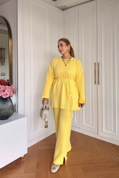 İlkay Pantolonlu Takım Sarı