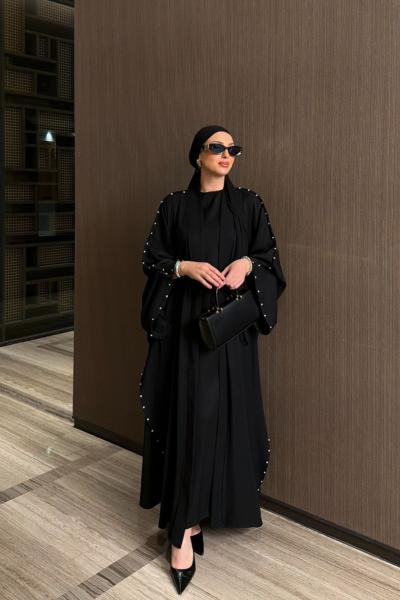 İnci Abaya Takım Siyah