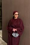 İnci Abaya Takım Bordo