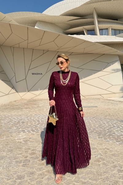 İpek Elbise Mürdüm