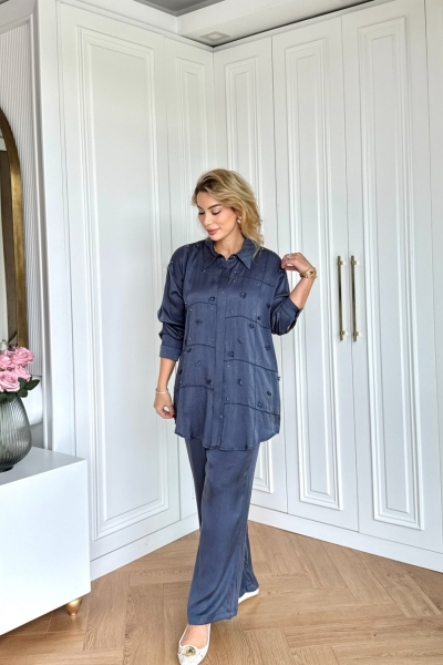 Işıl Pantolonlu Takım Lacivert