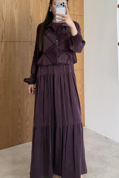 Lale Elbise Takım Mürdüm