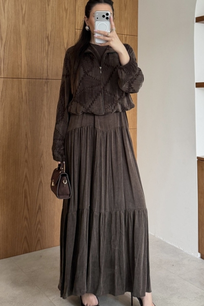 Lale Elbise Takım Acı Kahve