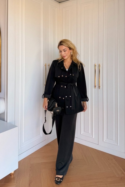 Melis Pantolonlu Takım Siyah