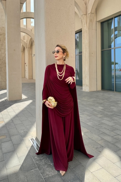 Miray Pantolon Takım Bordo