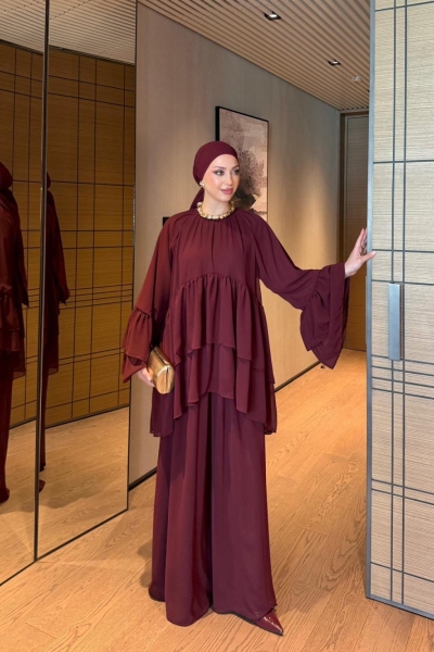 Nazife Pantolon Takım Bordo