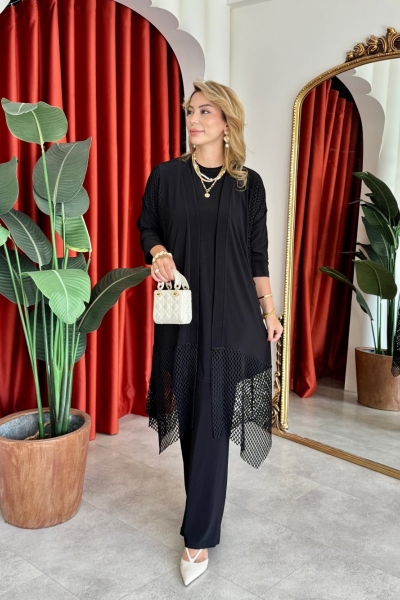 Nefes Pantolonlu Takım Siyah