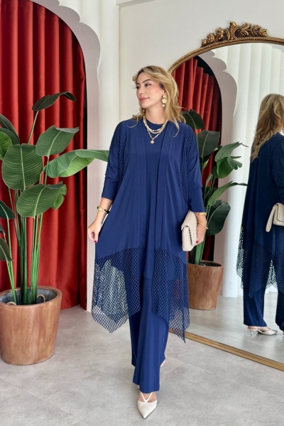 Nefes Pantolonlu Takım Lacivert