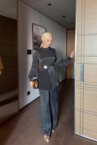 Nehir Pantolonlu Takım Siyah